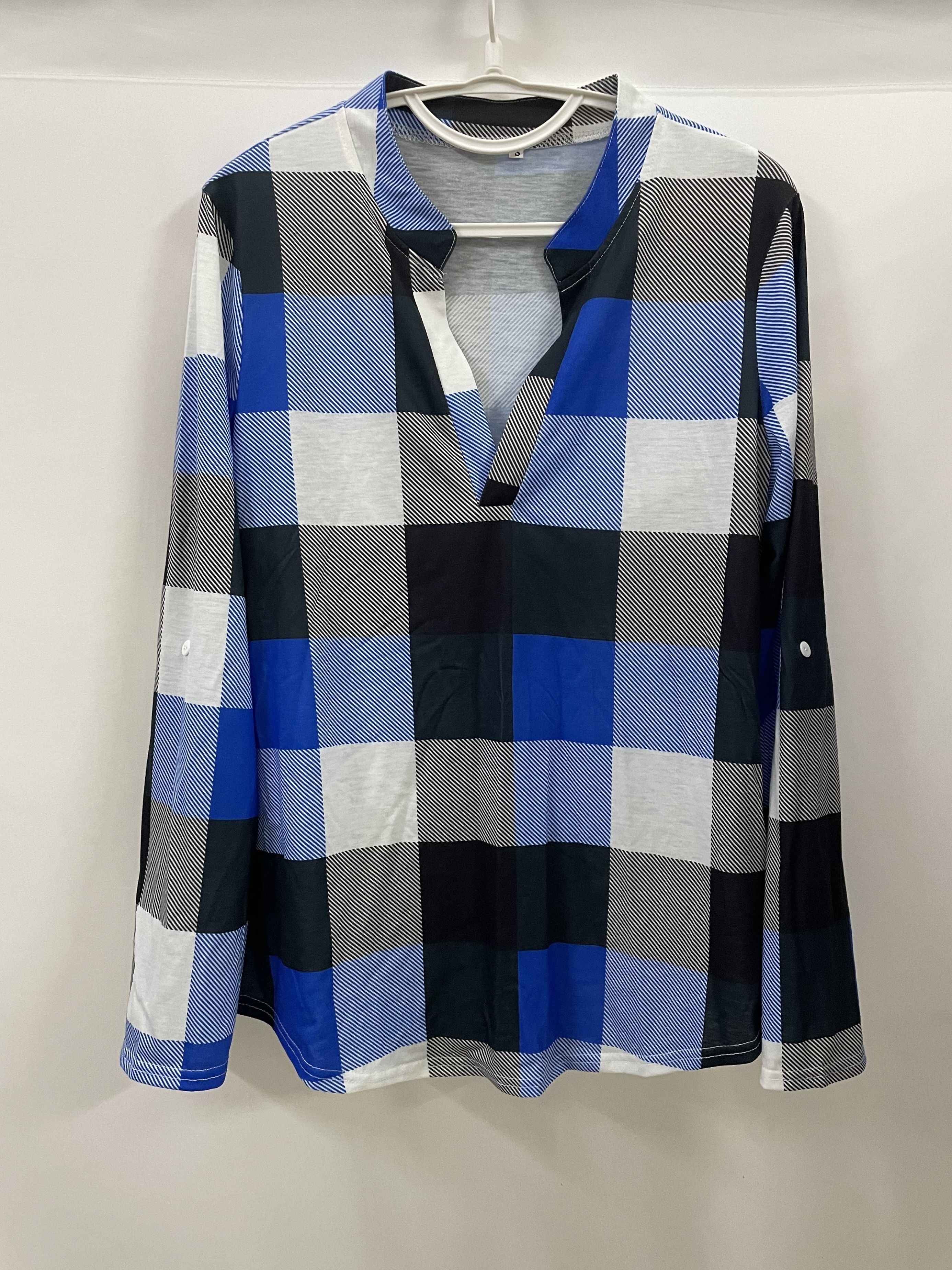 casual plaid shirt long sleeve v neck shirt casual every day tops womens clothing details 3