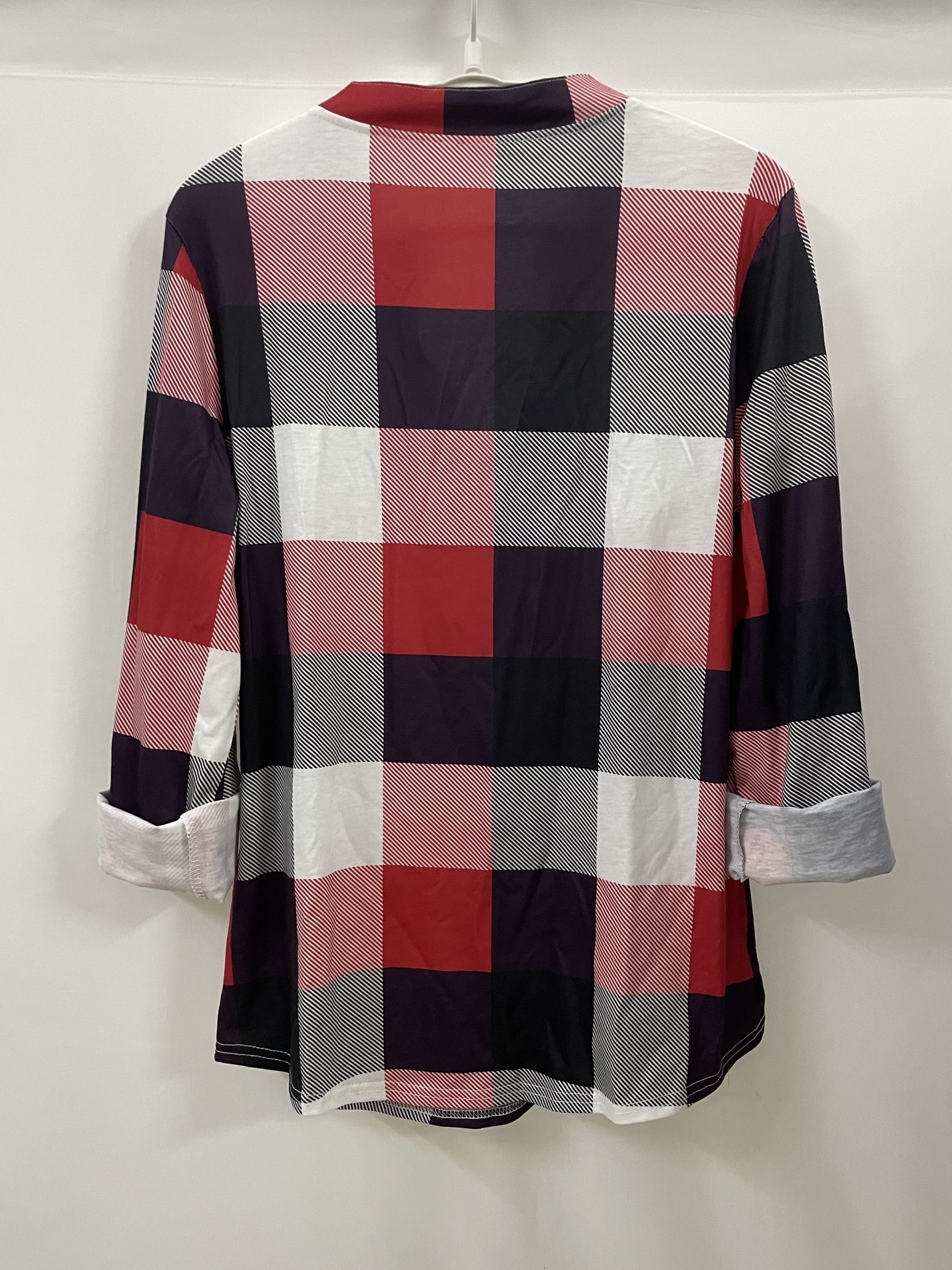 casual plaid shirt long sleeve v neck shirt casual every day tops womens clothing details 5