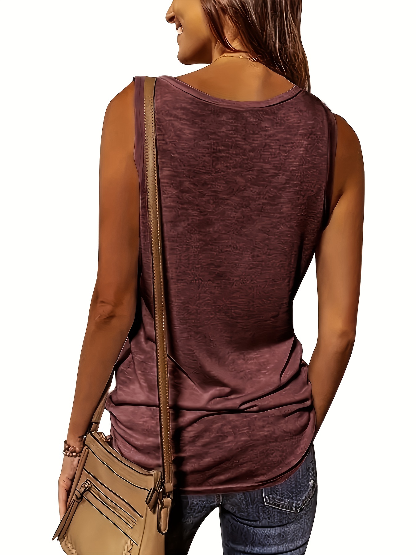 half zip solid tank top casual sleeveless summer tank top womens clothing details 7