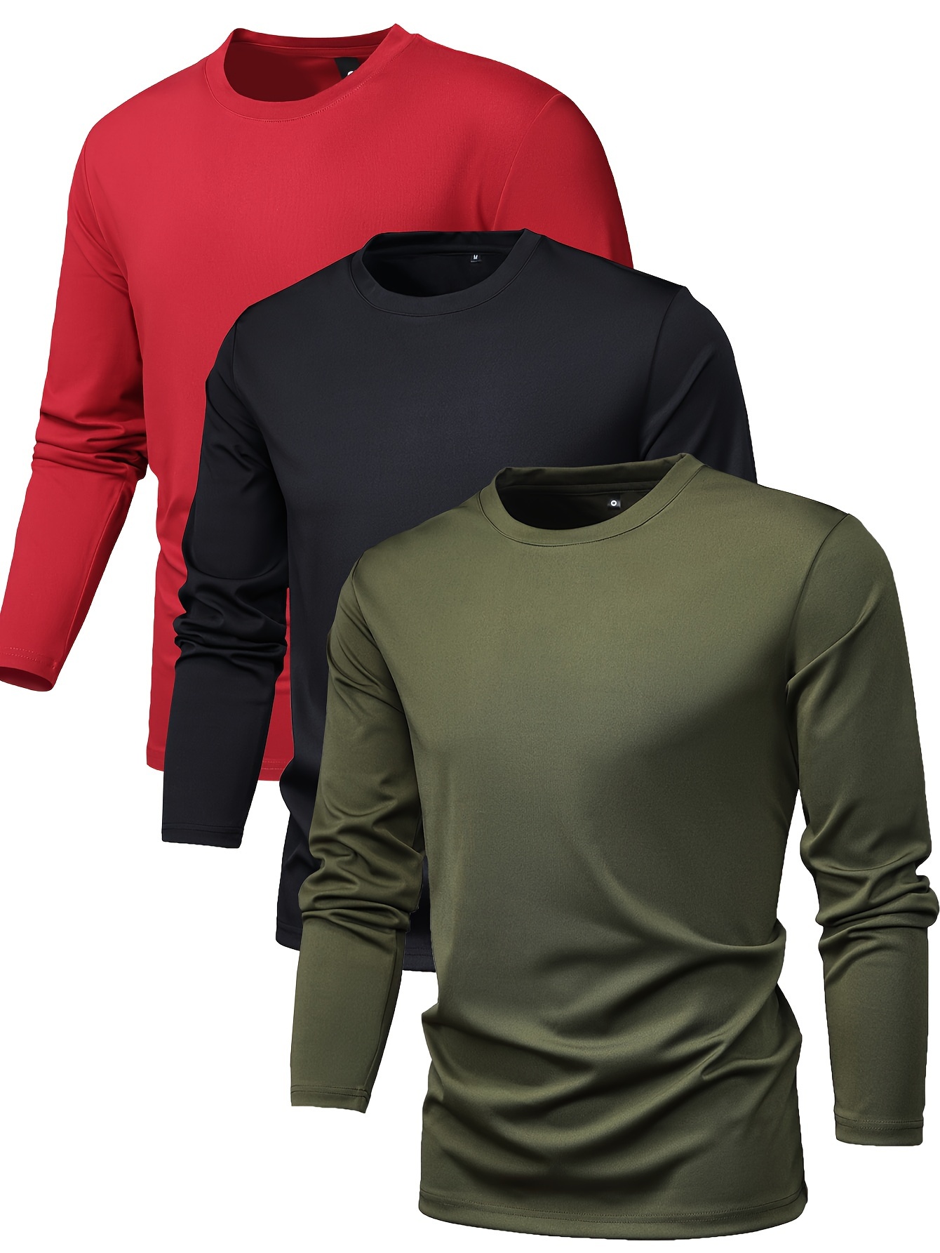 3pcs mens crew neck long sleeve active t shirt tee casual comfy shirts for spring summer autumn mens clothing tops details 20