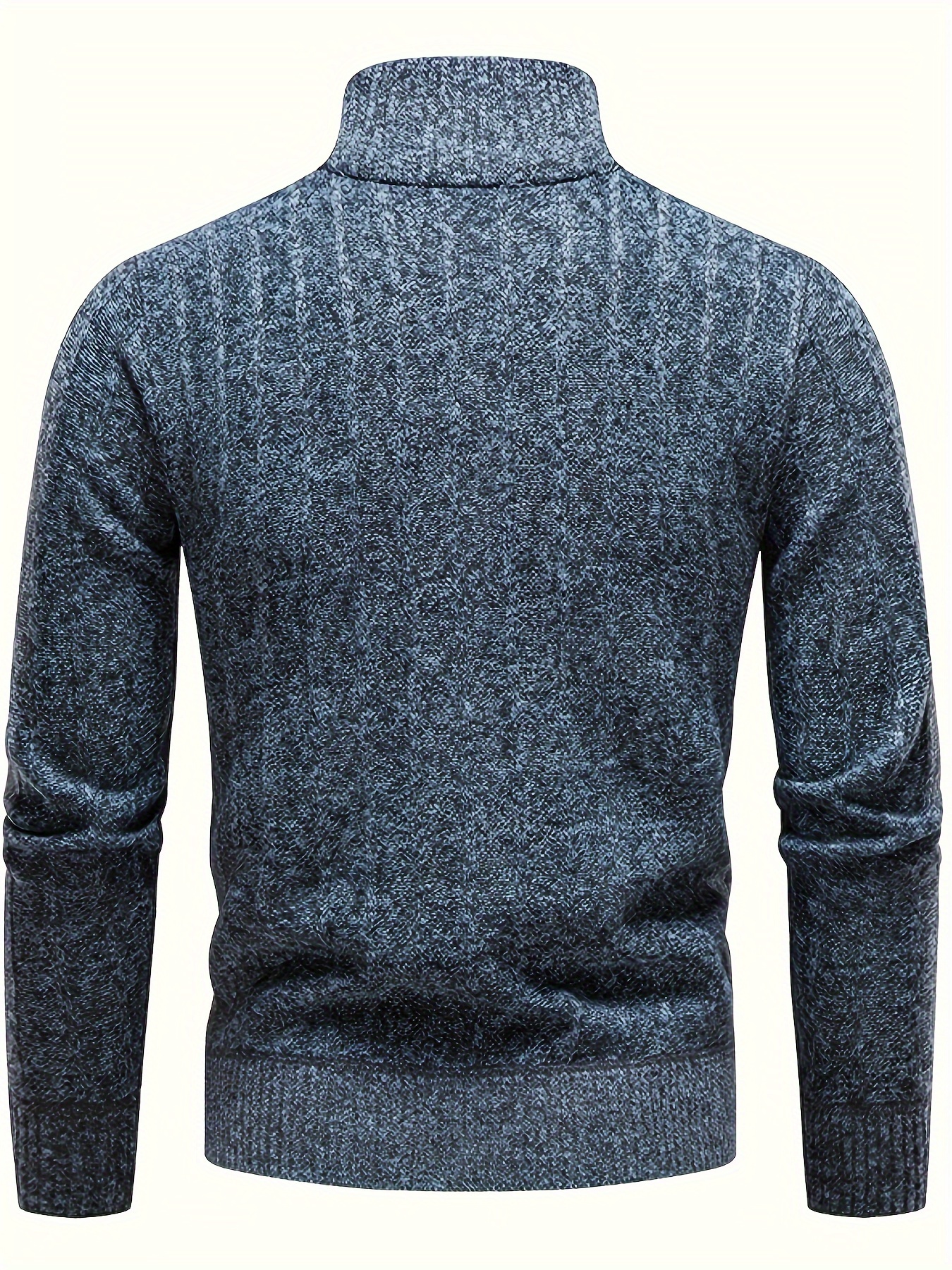 turtle neck with zipper knitted texture sweater mens casual warm solid color mid stretch pullover sweater for fall winter details 6