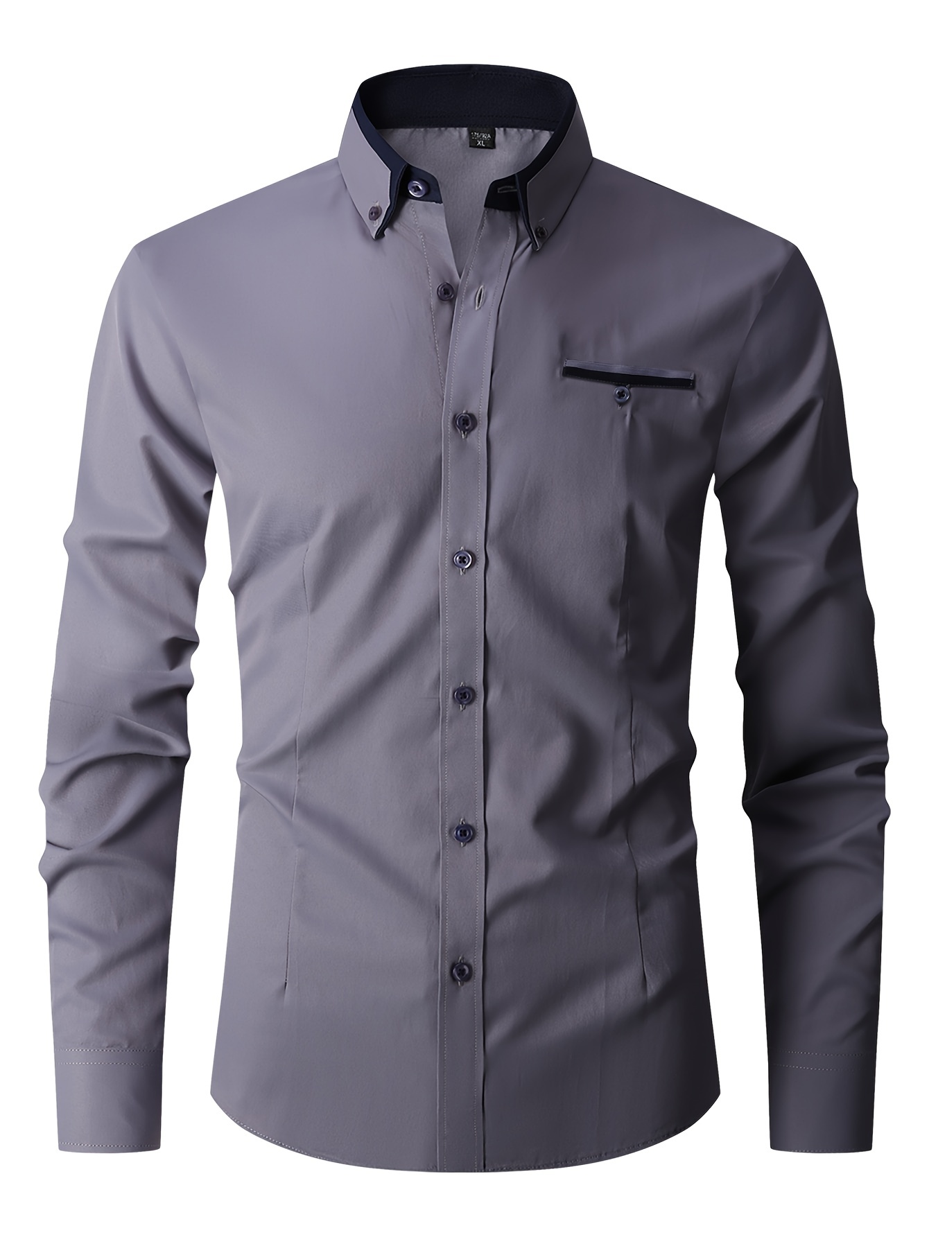 mens formal classic design button up shirt male clothes for spring and fall business occasion details 6